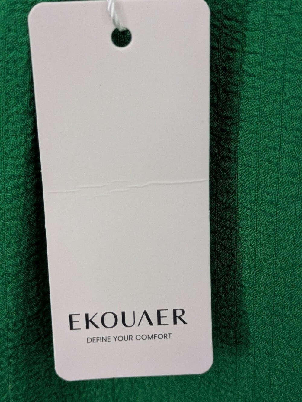 NWT Ekouaer Kelly Green Crinkle Textured Blouse Size L V-Neck Long Sleeve Top - Picture 4 of 5